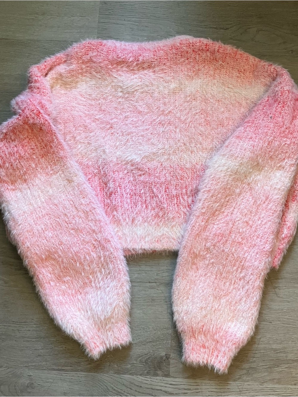 wild fable Fuzzy Pink & Cream Striped Crewneck Sweater - Picture 3 of 4